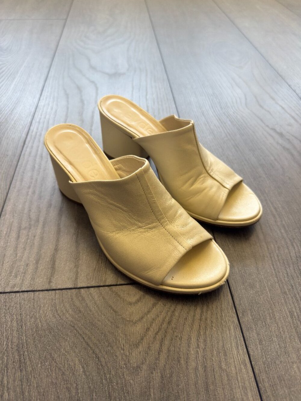 Aeyde Tan Leather Open-Toe Heeled Mules - Picture 3 of 5